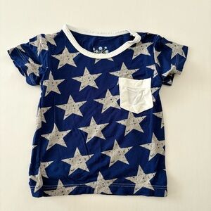 Kickee Bamboo T-Shirt Short Sleeve Blue Star Pattern Americana